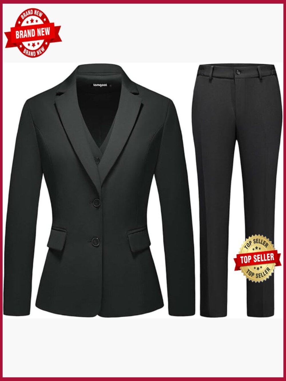 Women's 3 Piece Suit Set Single Breasted Blazer Formal Business Pantsuit with